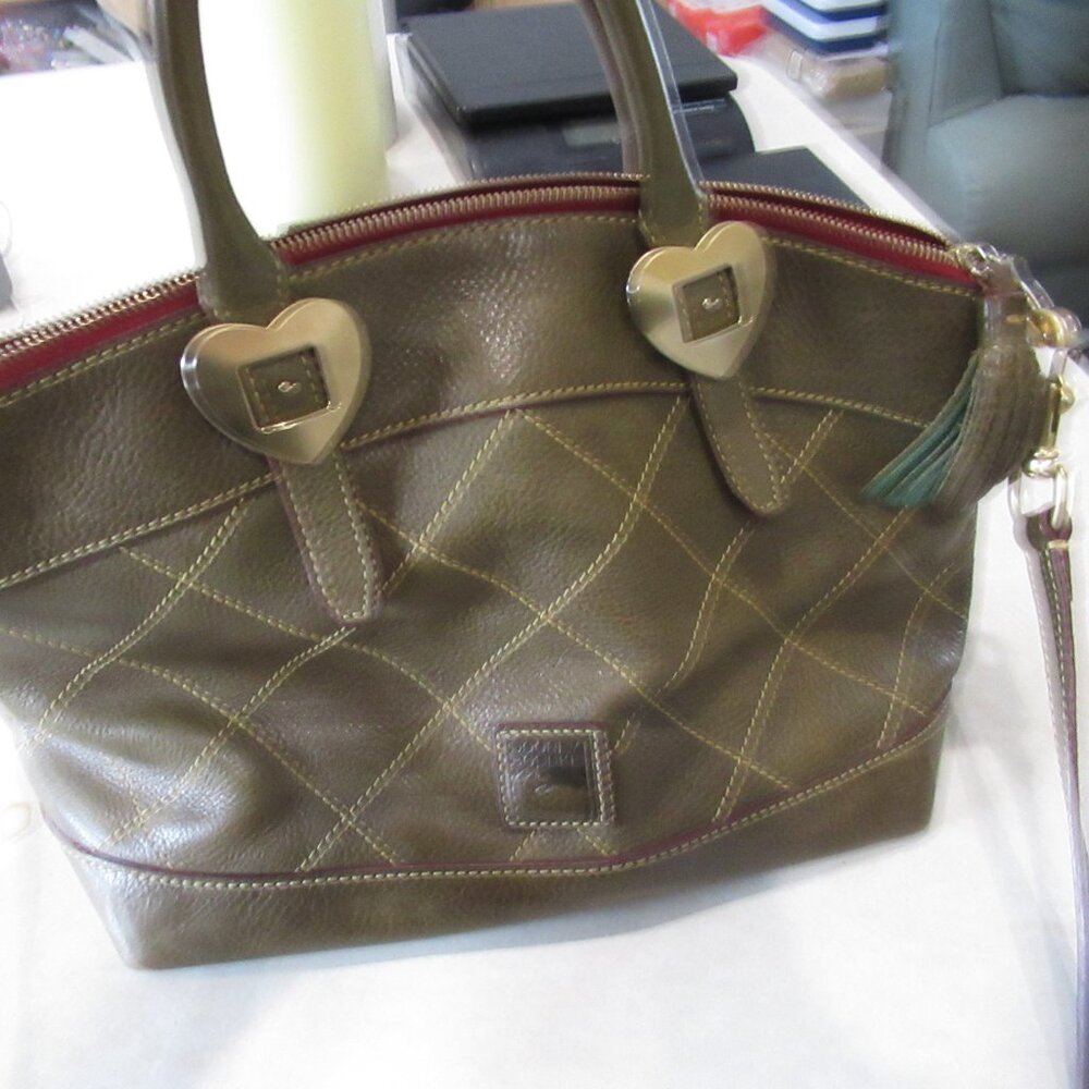 Dooney & Bourke olive green pebble Leather satchel purse handbag - Picture 5 of 12